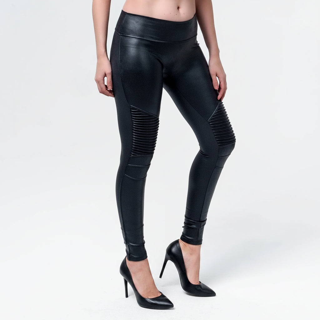 Wornstar Clothing Womens Leggings. Fearless Leather Moto Leggings - Black
