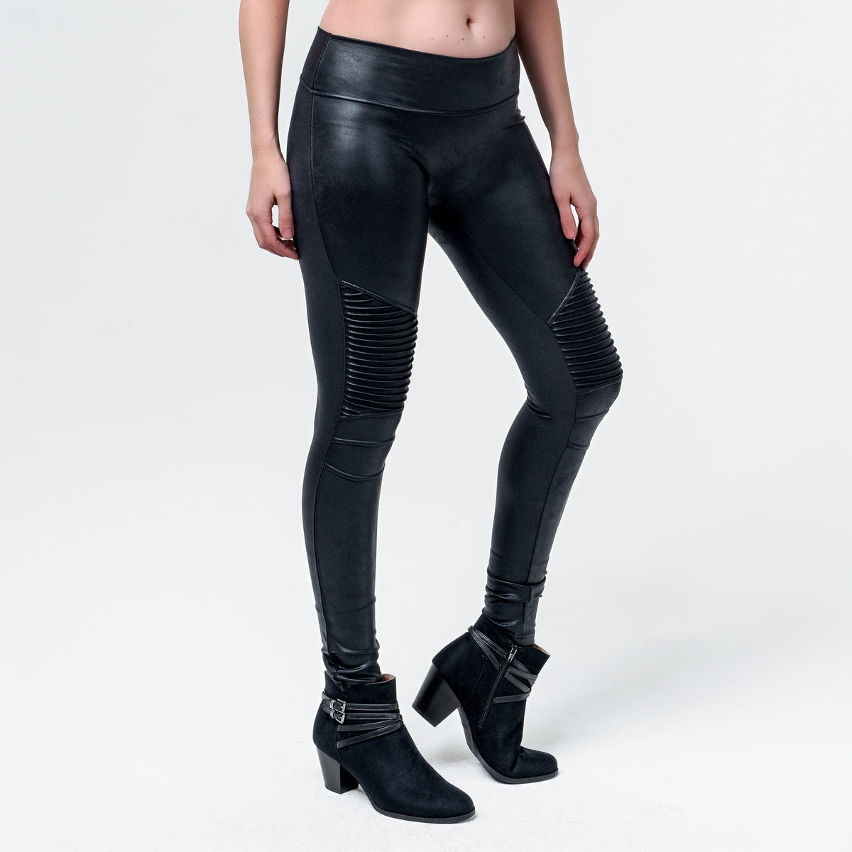 Wornstar Clothing Womens Leggings. Fearless Leather Moto Leggings - Black