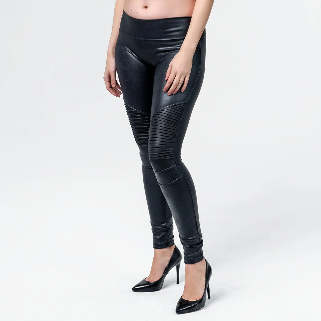 Wornstar Clothing Womens Leggings. Fearless Leather Moto Leggings - Black