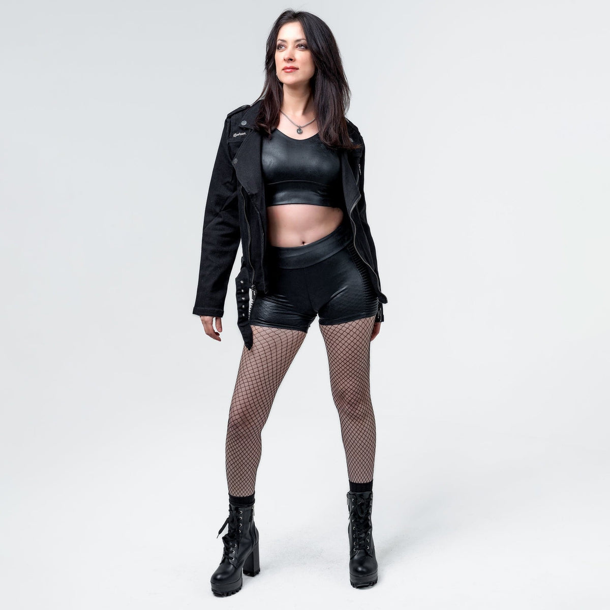 Wornstar Clothing Womens Dress. Fearless Leather Moto Shorts - Black