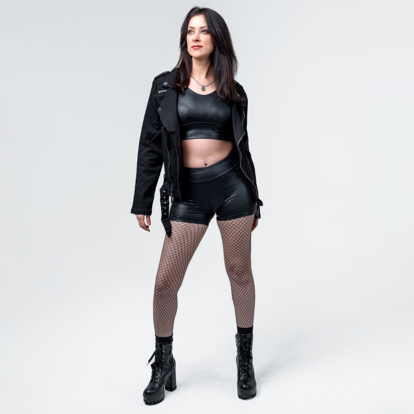 Wornstar Clothing Womens Dress. Fearless Leather Moto Shorts - Black