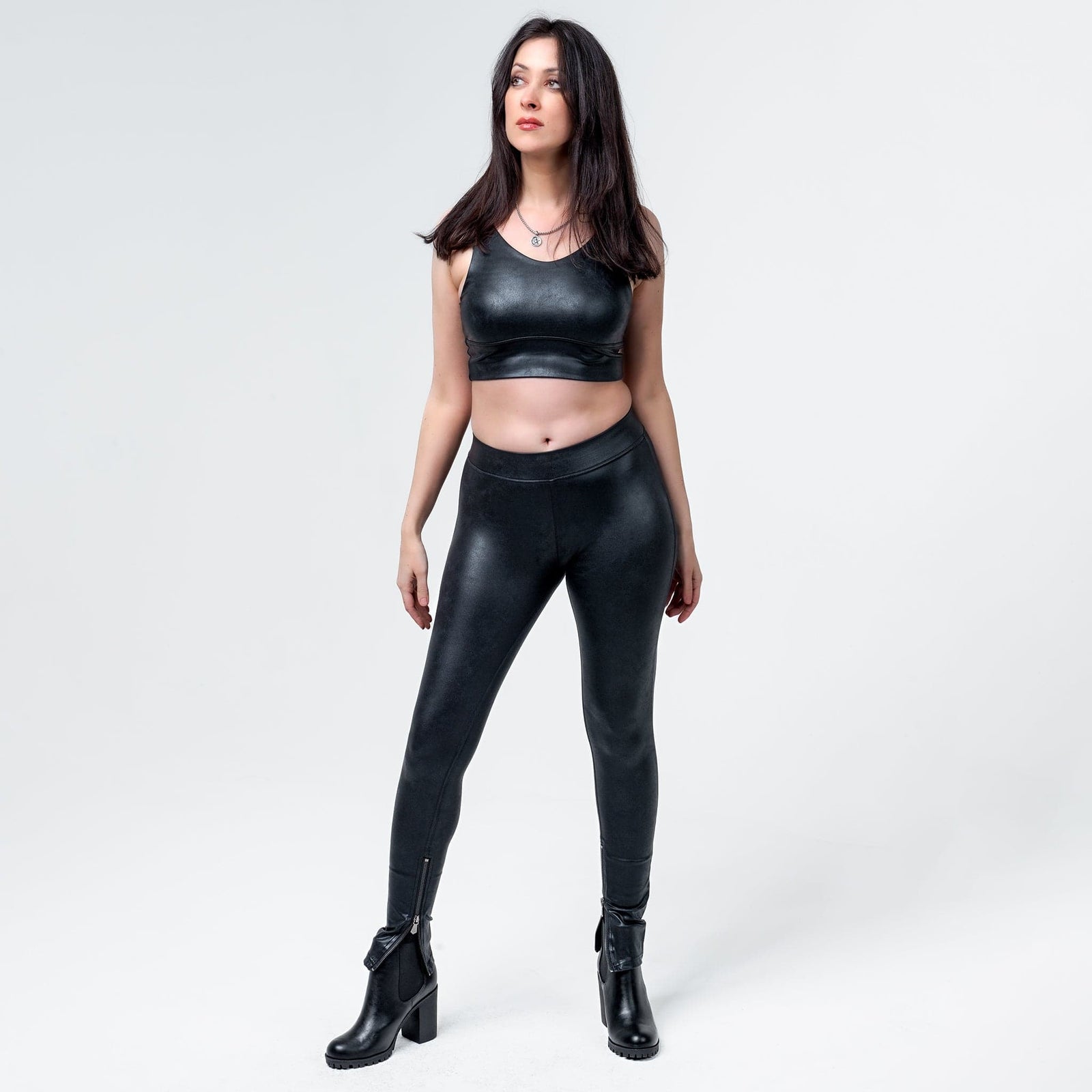 Wornstar Clothing Womens Leggings. Fearless Zipper Leather Leggings - Black