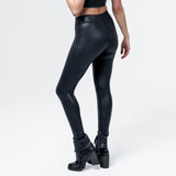 Wornstar Clothing Womens Leggings. Fearless Zipper Leather Leggings - Black