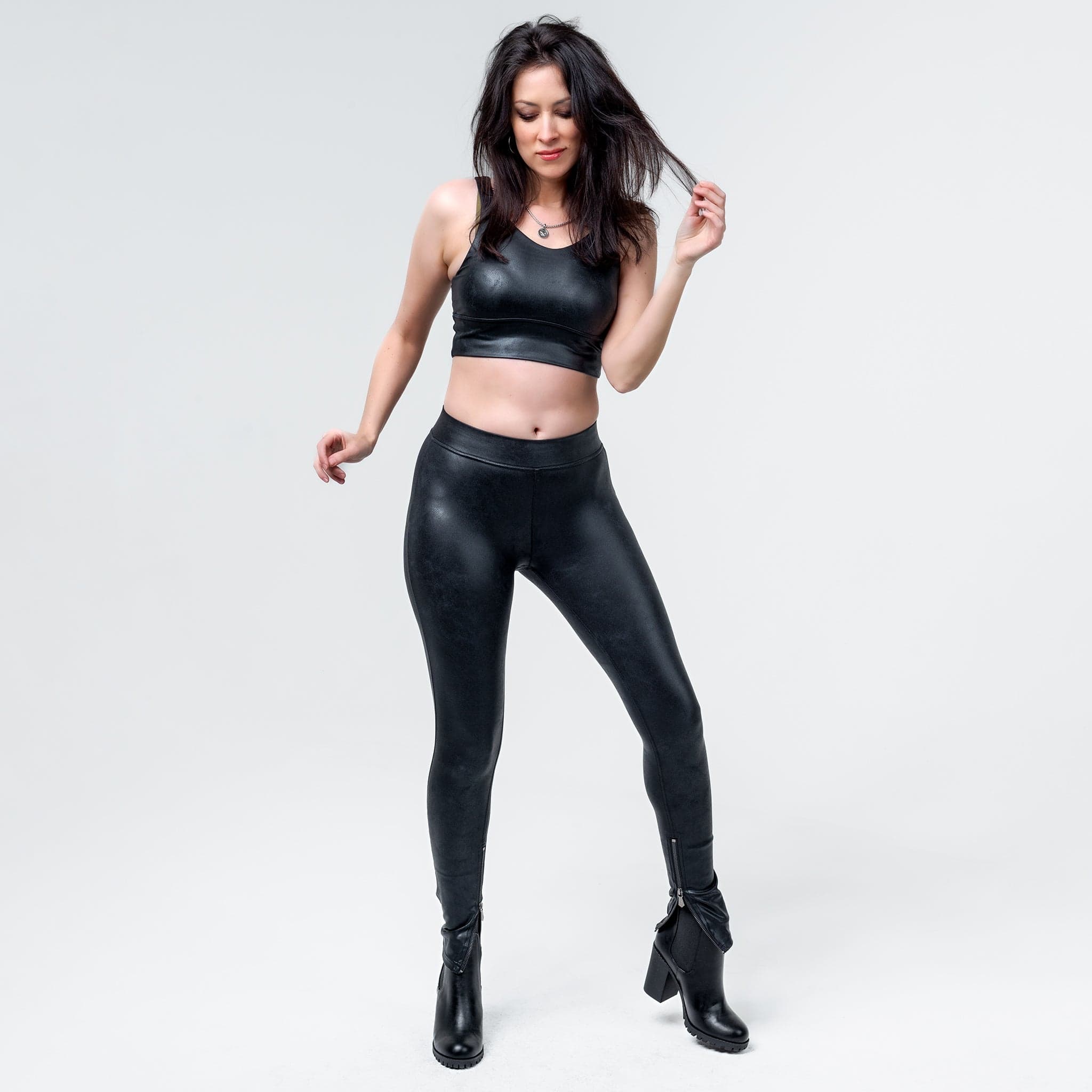 Wornstar Clothing Womens Leggings. Fearless Zipper Leather Leggings - Black