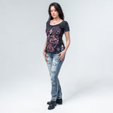 Wornstar Clothing Womens Tee. Voodoo Skull T-Shirt.