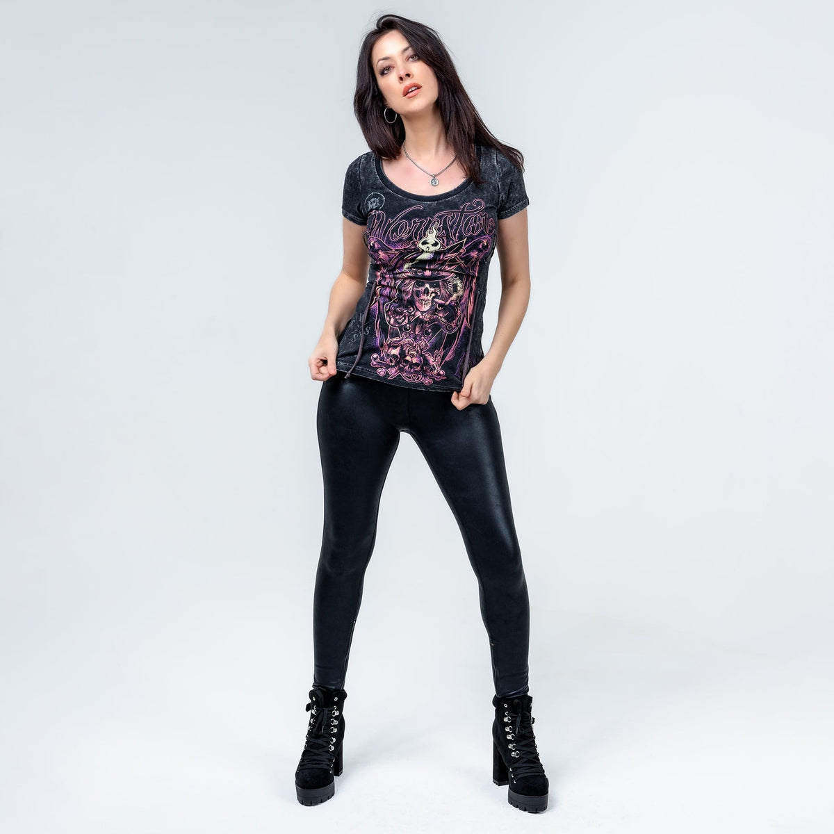 Wornstar Clothing Womens Tee. Voodoo Skull T-Shirt.