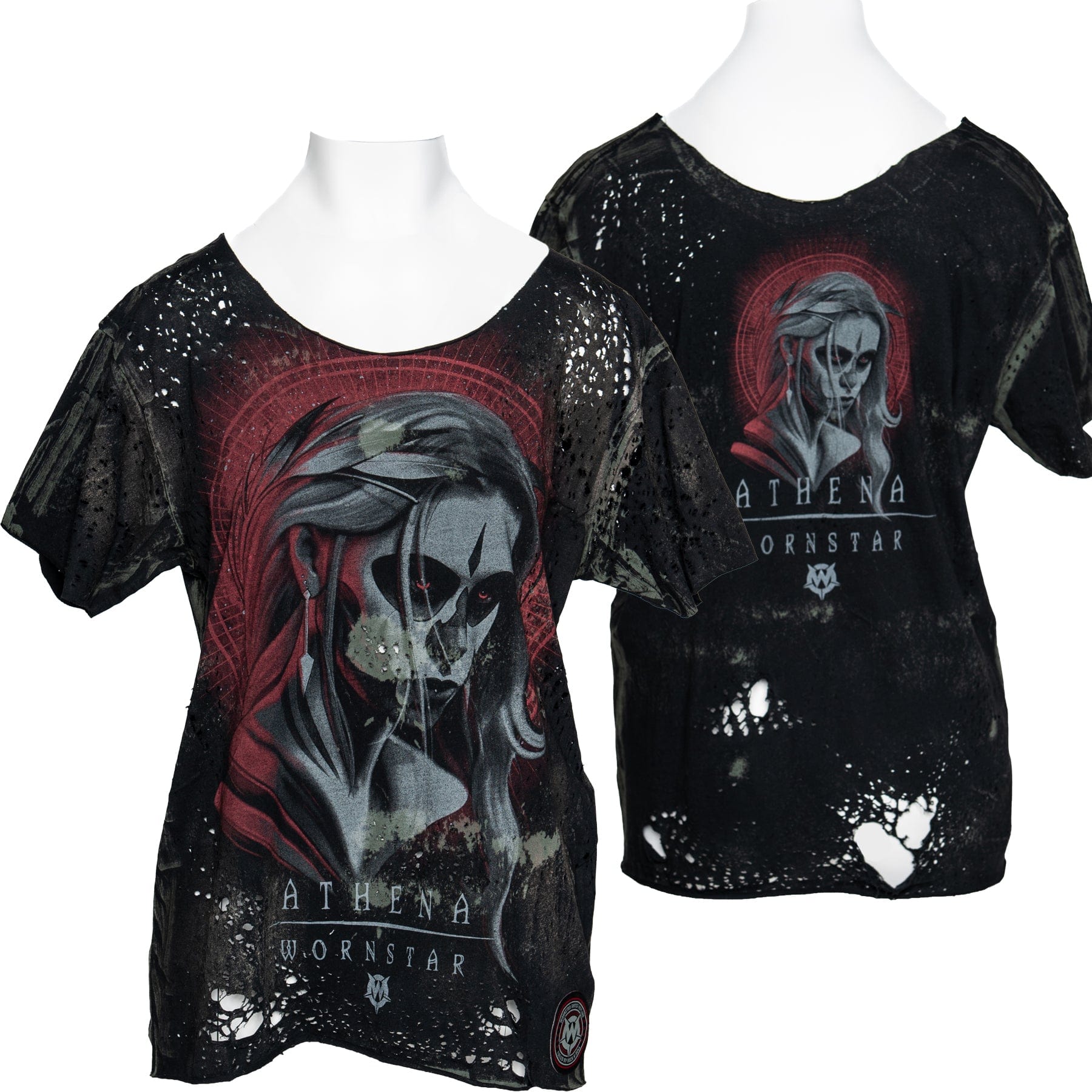 Sirens Collection T-Shirt One Size Wornstar Custom -  Destroyed Cut Tee - Athena OS Ready to Ship