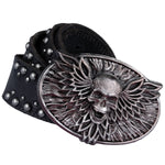 Wornstar Swag Belt Barricade Leather Belt - Aged Metal with Vengeance Belt Buckle
