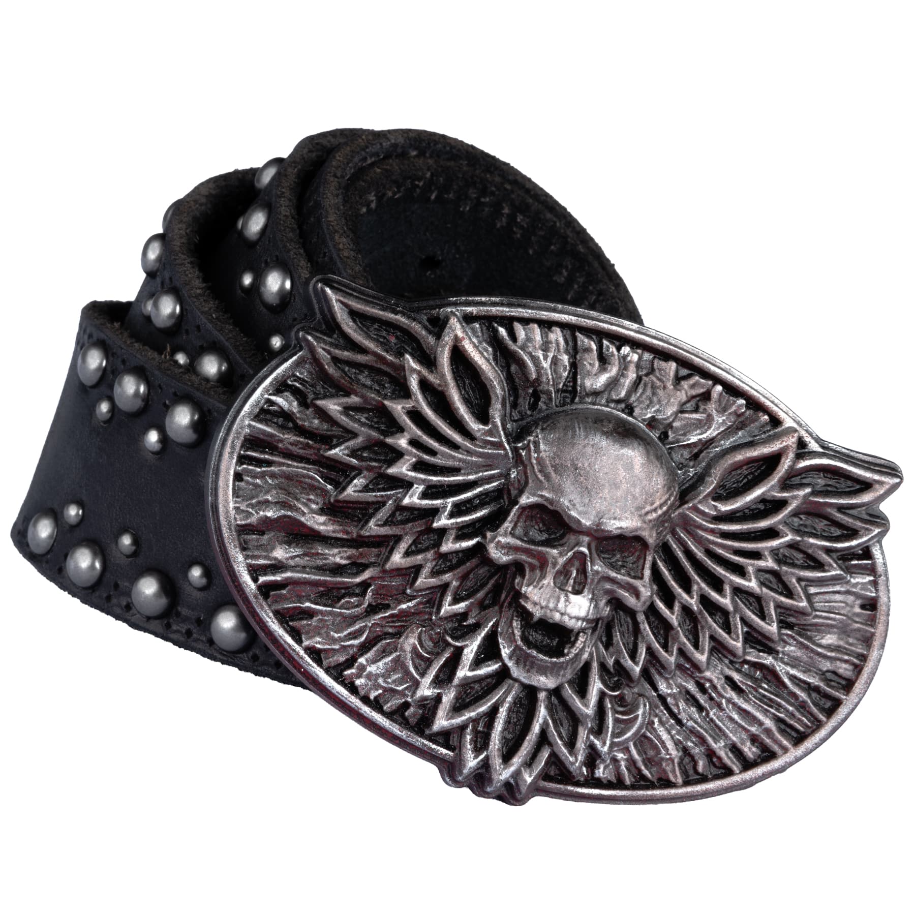 Wornstar Swag Belt Barricade Leather Belt - Aged Metal with Vengeance Belt Buckle