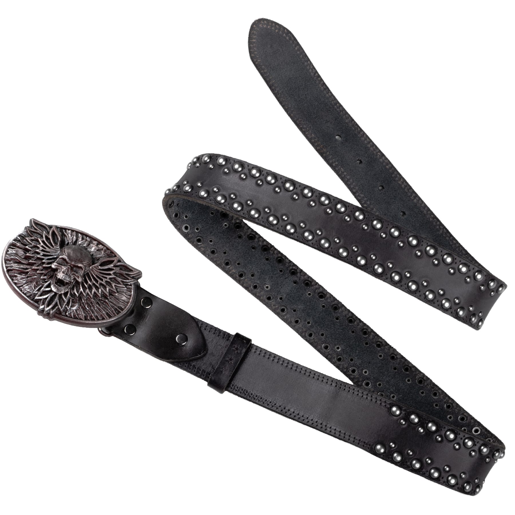Wornstar Swag Belt Barricade Leather Belt - Aged Metal with Vengeance Belt Buckle