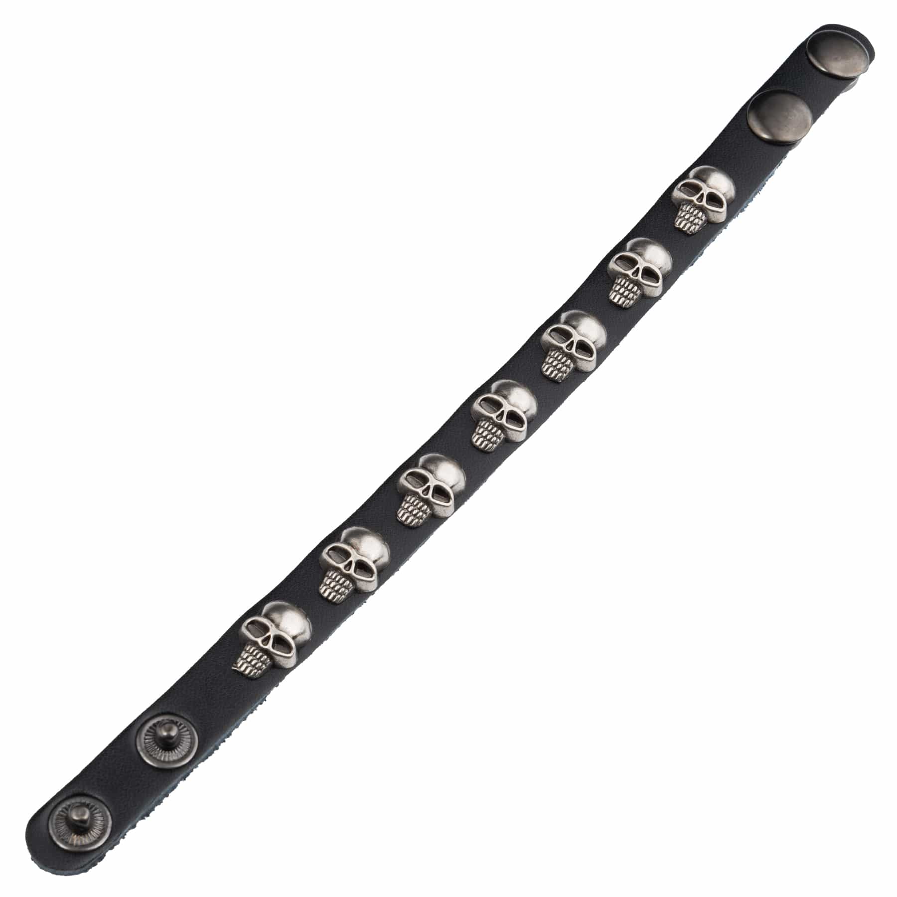 Wornstar Swag Bracelet Wornstar Bracelet - Black Leather Silver Skulls
