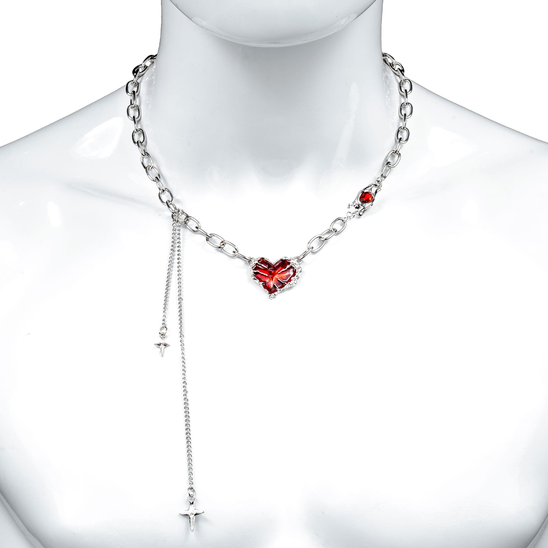 Wornstar Swag Necklace Wornstar Necklace - Red Heart with Crosses