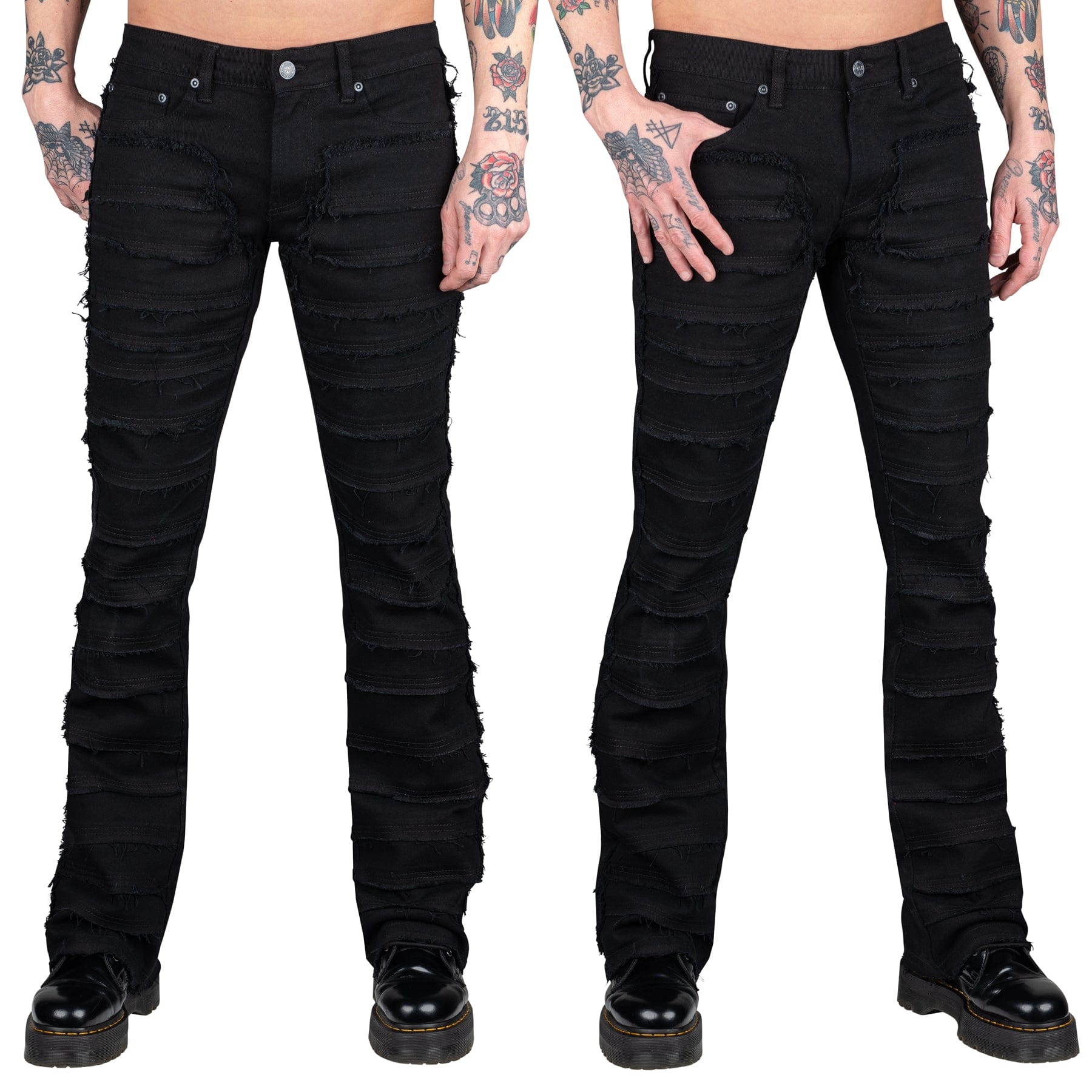 Wornstar Clothing Mens Jeans. Bandage Denim Stage Pants - Black