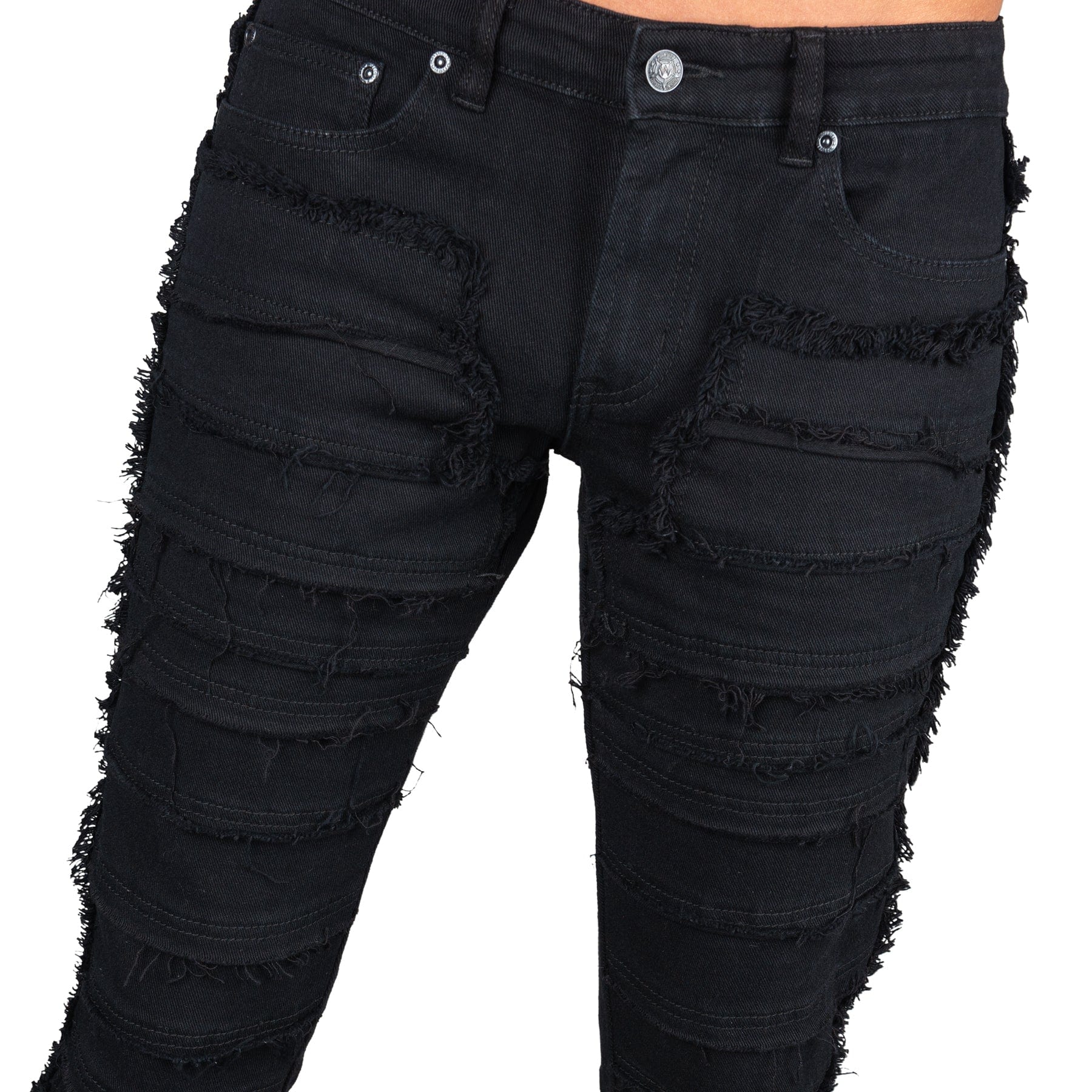 Wornstar Clothing Mens Jeans. Bandage Denim Stage Pants - Black