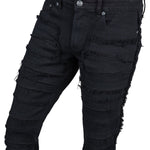 Wornstar Clothing Mens Jeans. Bandage Denim Stage Pants - Black