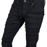 Wornstar Clothing Mens Jeans. Bandage Denim Stage Pants - Black