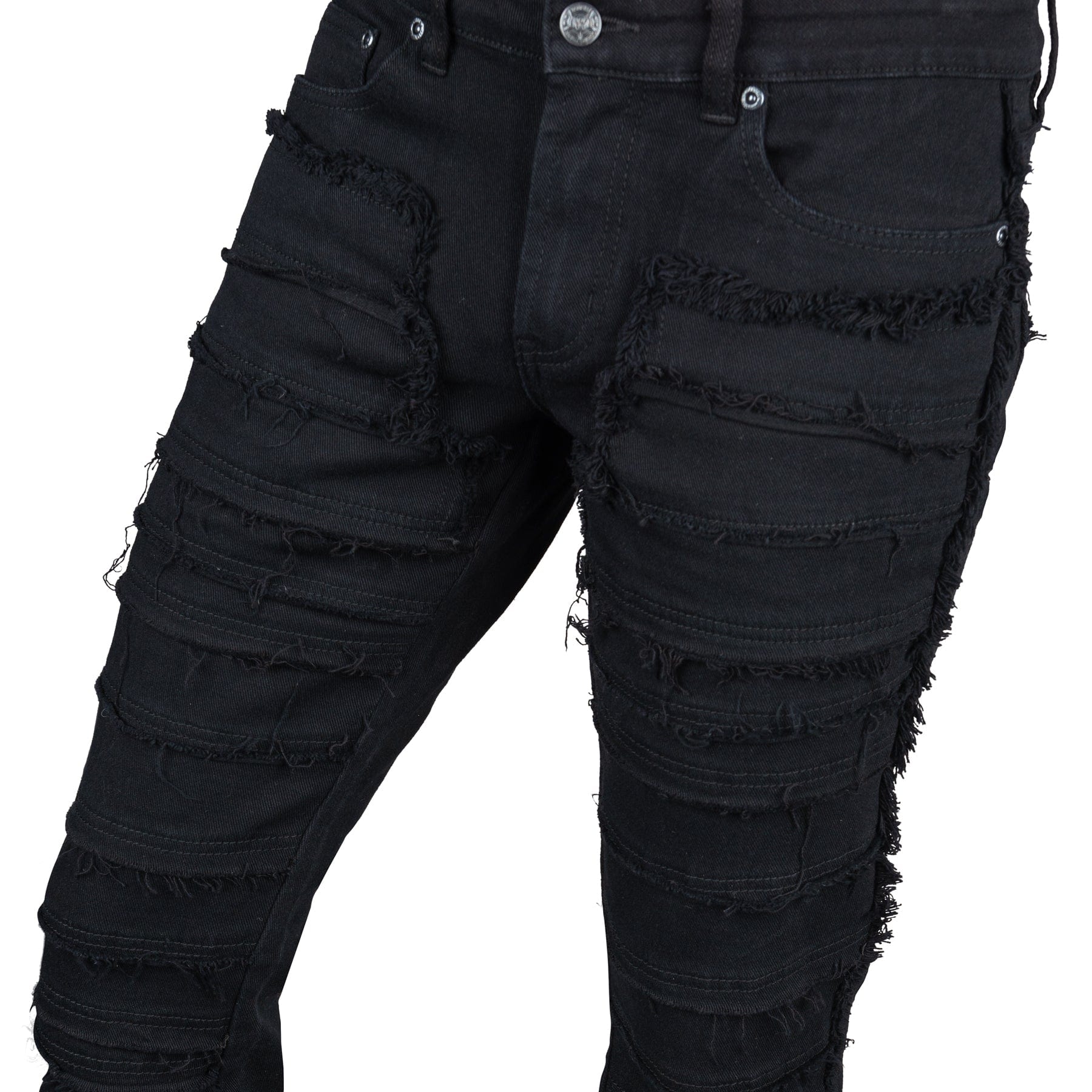 Wornstar Clothing Mens Jeans. Bandage Denim Stage Pants - Black