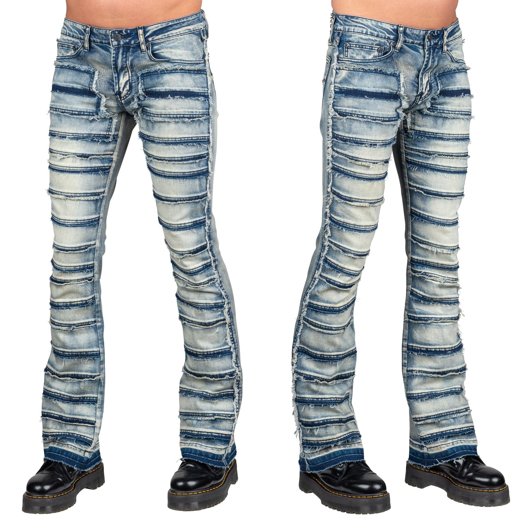 Wornstar Clothing Mens Jeans. Bandage Denim Stage Pants - Classic Blue
