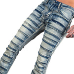 Wornstar Clothing Mens Jeans. Bandage Denim Stage Pants - Classic Blue