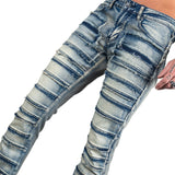Wornstar Clothing Mens Jeans. Bandage Denim Stage Pants - Classic Blue