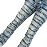 Wornstar Clothing Mens Jeans. Bandage Denim Stage Pants - Classic Blue