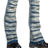 Wornstar Clothing Mens Jeans. Bandage Denim Stage Pants - Classic Blue