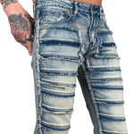 Wornstar Clothing Mens Jeans. Bandage Denim Stage Pants - Classic Blue