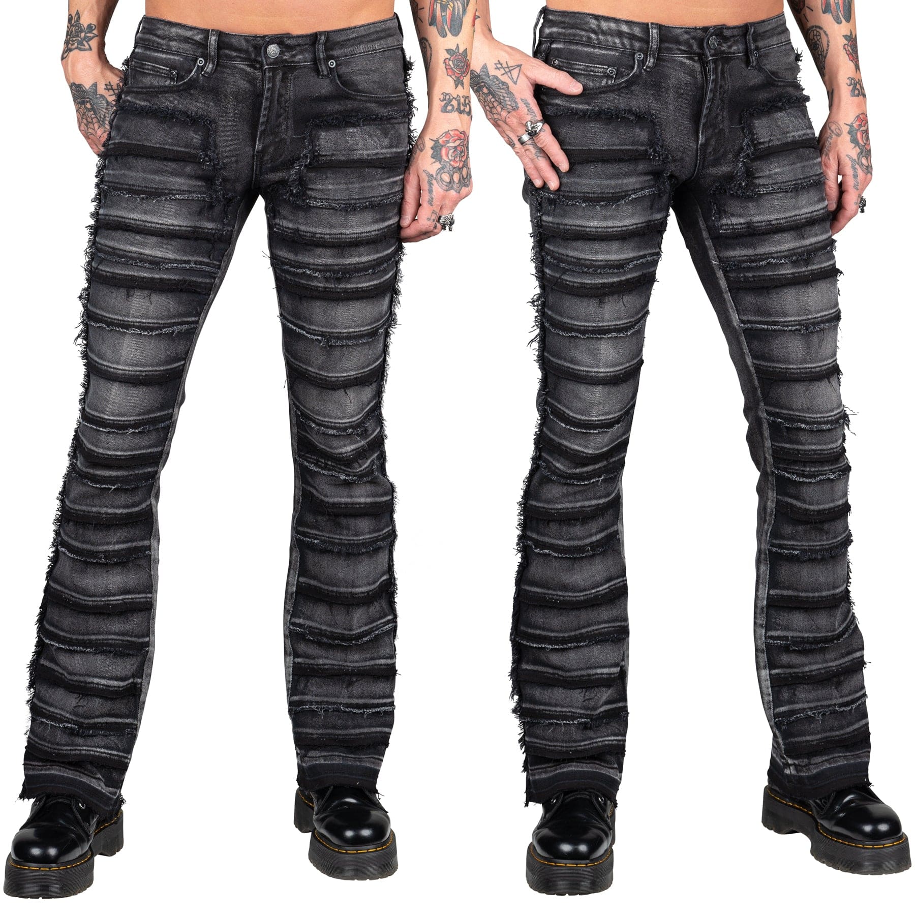 Wornstar Clothing Mens Jeans. Bandage Denim Stage Pants - Vintage Black
