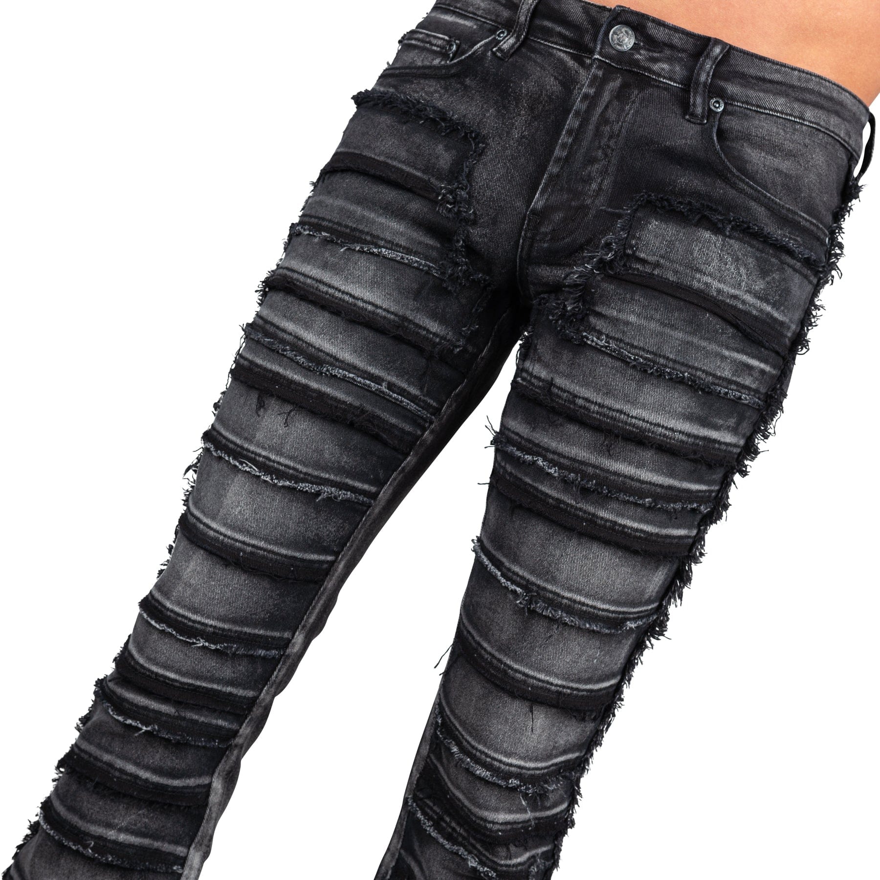 Wornstar Clothing Mens Jeans. Bandage Denim Stage Pants - Vintage Black