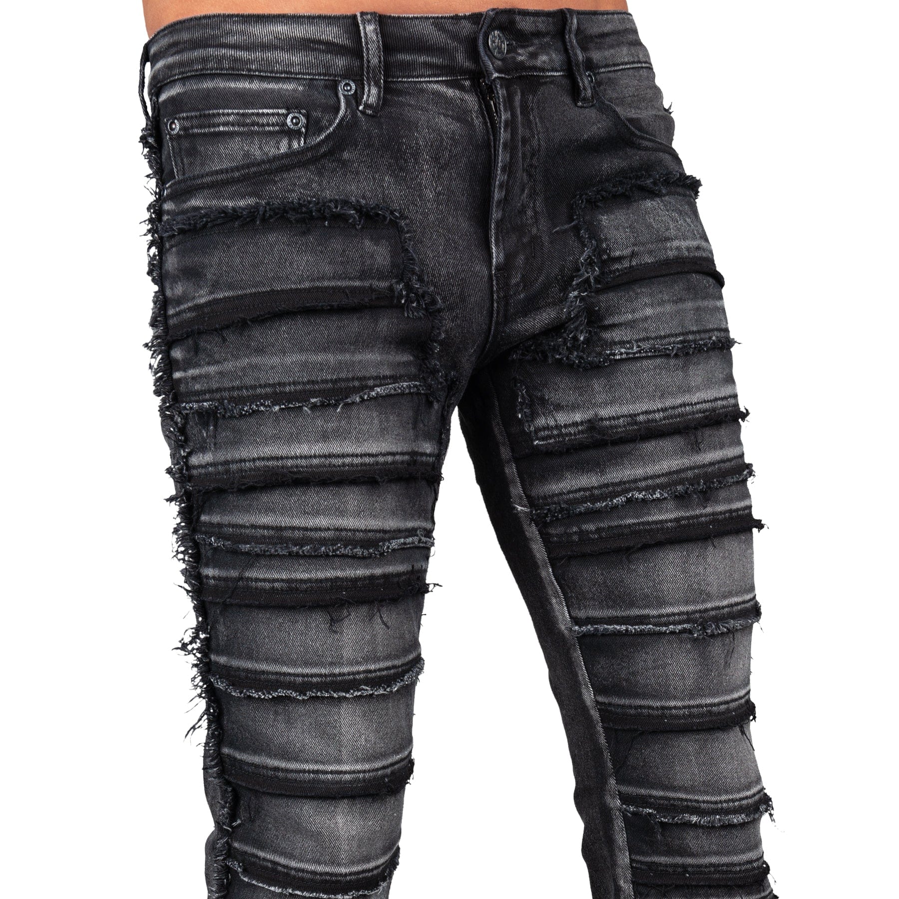 Wornstar Clothing Mens Jeans. Bandage Denim Stage Pants - Vintage Black