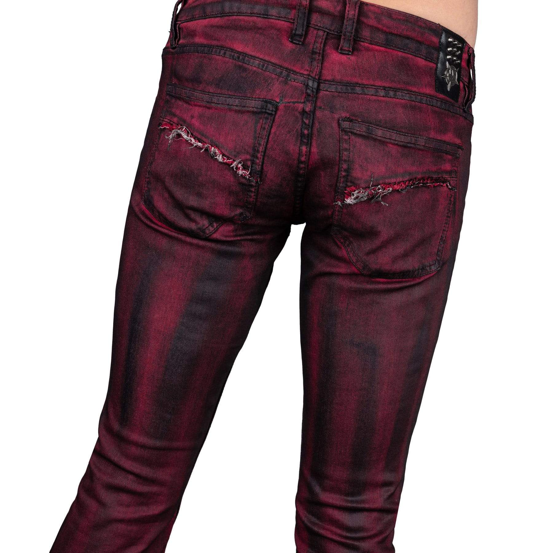 Wornstar Clothing Mens Jeans Hellraiser Coated Denim Pants - Crimson