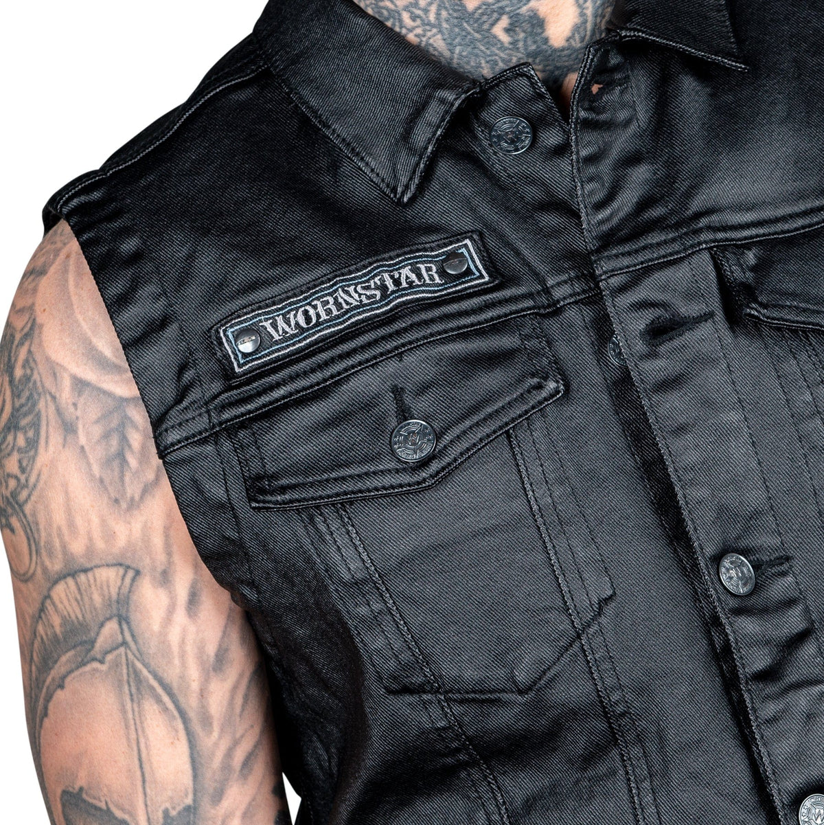 Wornstar Clothing Idolmaker Mens Waxed Denim Vest Black