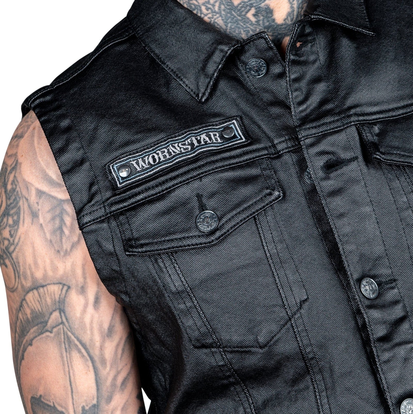 Black denim vest for 2024 patches