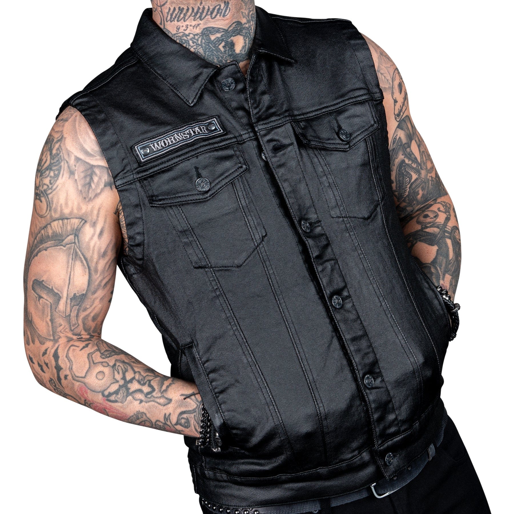 Wornstar Clothing Idolmaker Mens Waxed Denim Vest - Black