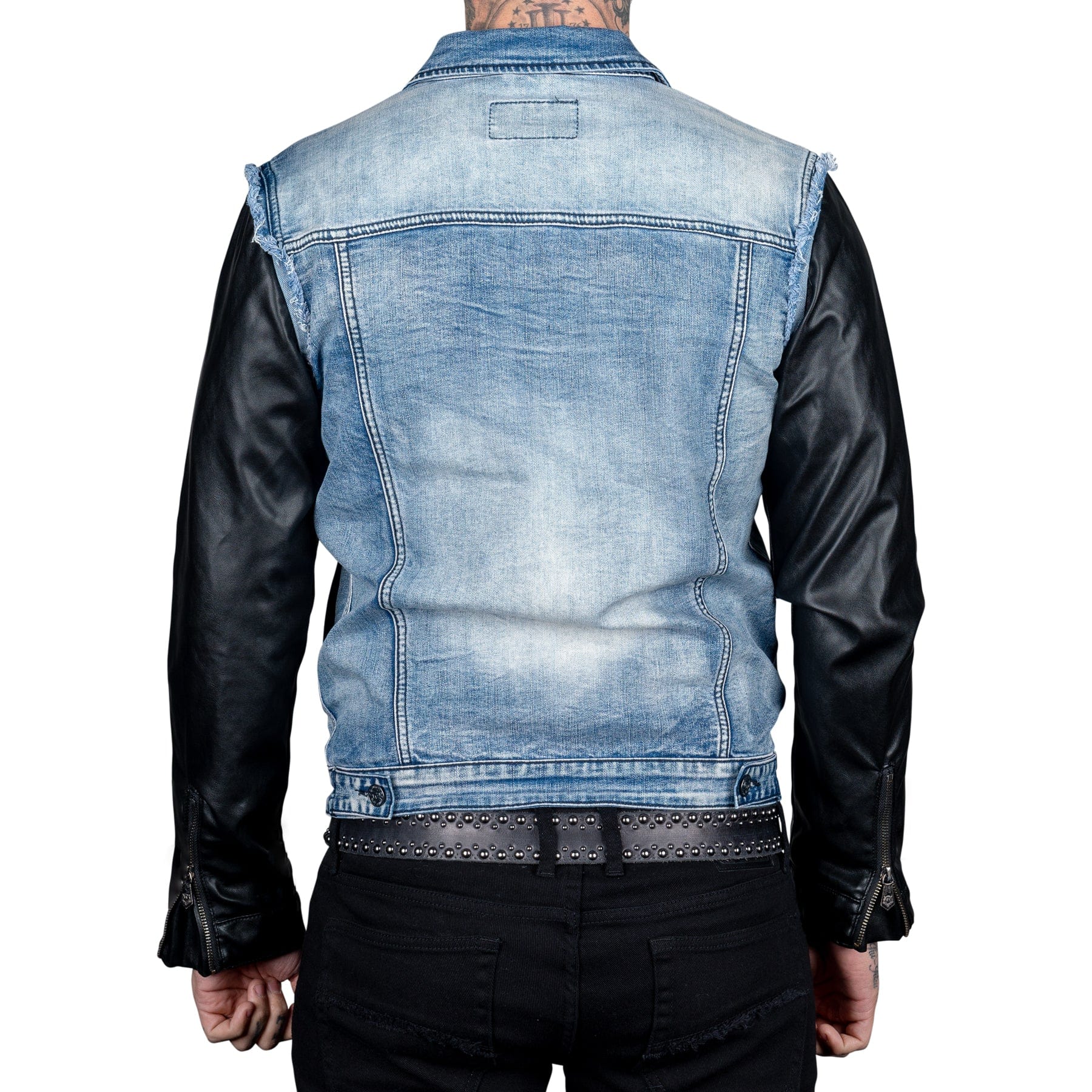 Denim Signature | Leather Hooded Denim Jacket