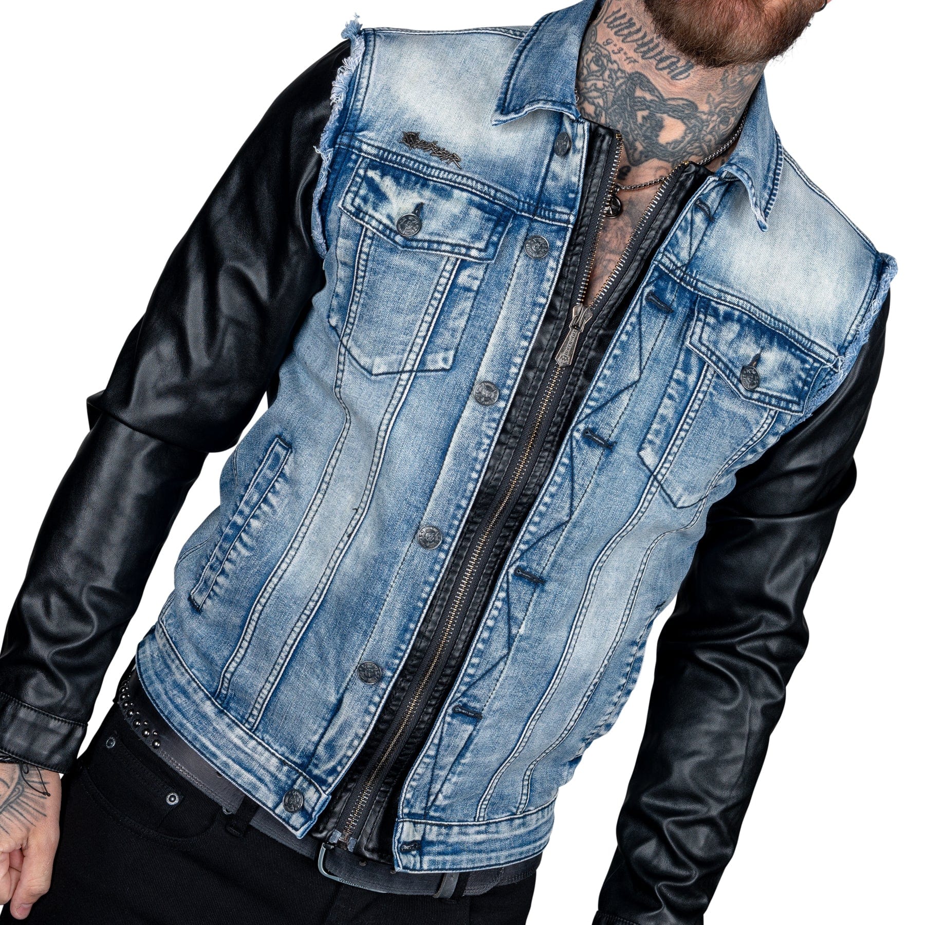 Denim and leather jacket - Ready to Wear - Men - Salvatore Ferragamo CA