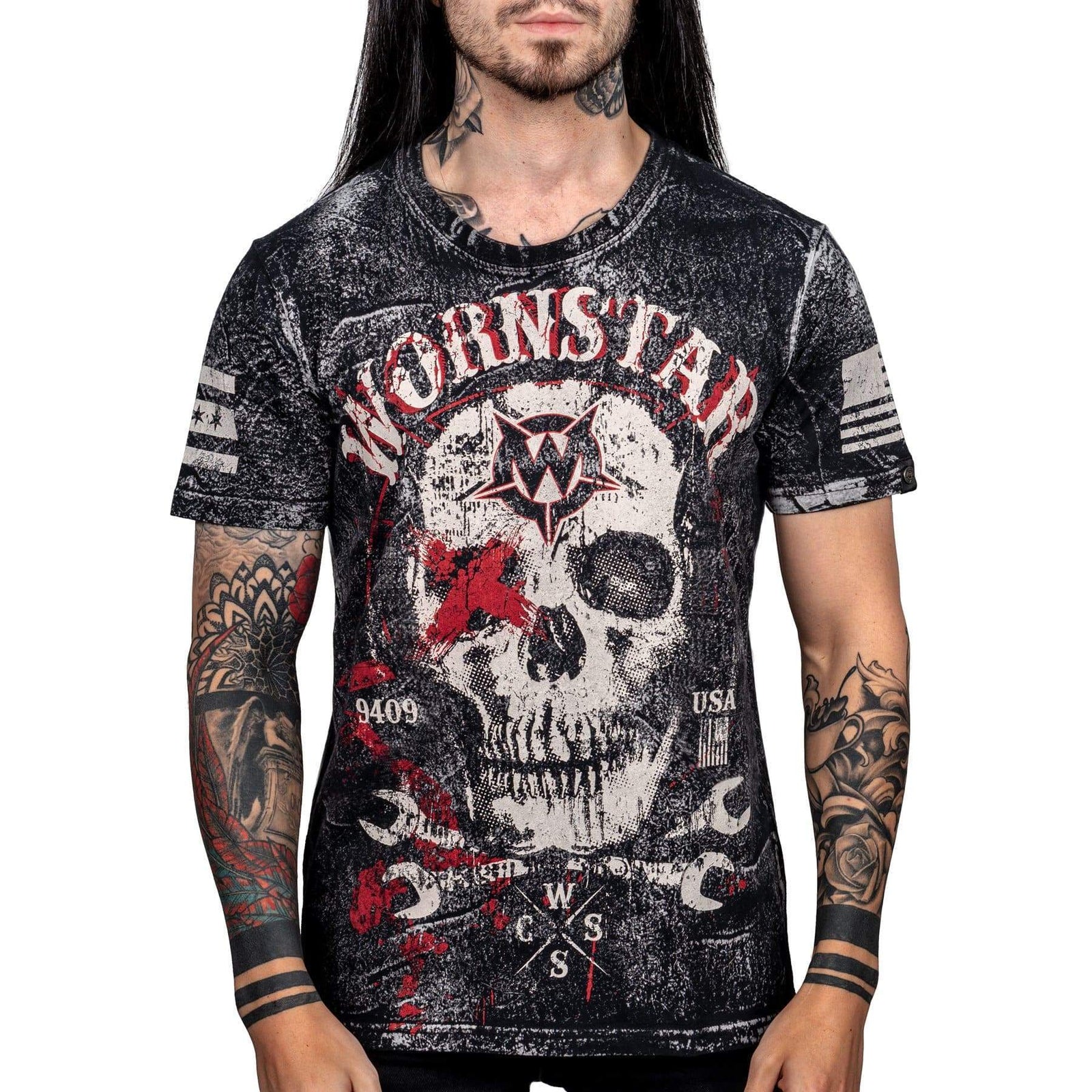 Wornstar Clothing Mens Skull T-Shirt Death Mechanic Mens Tee - Black