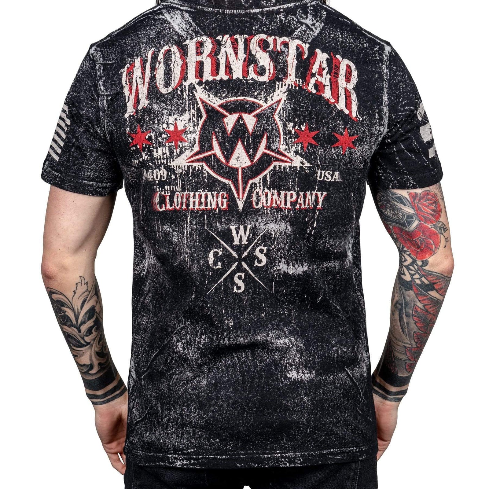 Wornstar Clothing Mens Skull T-Shirt Death Mechanic Mens Tee - Black