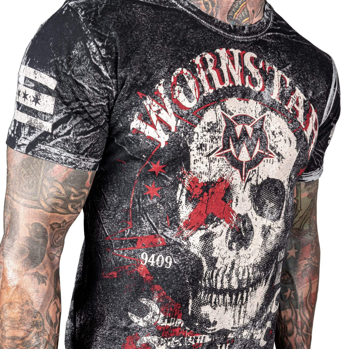 Wornstar Clothing Mens Skull T-Shirt Death Mechanic Mens Tee - Black