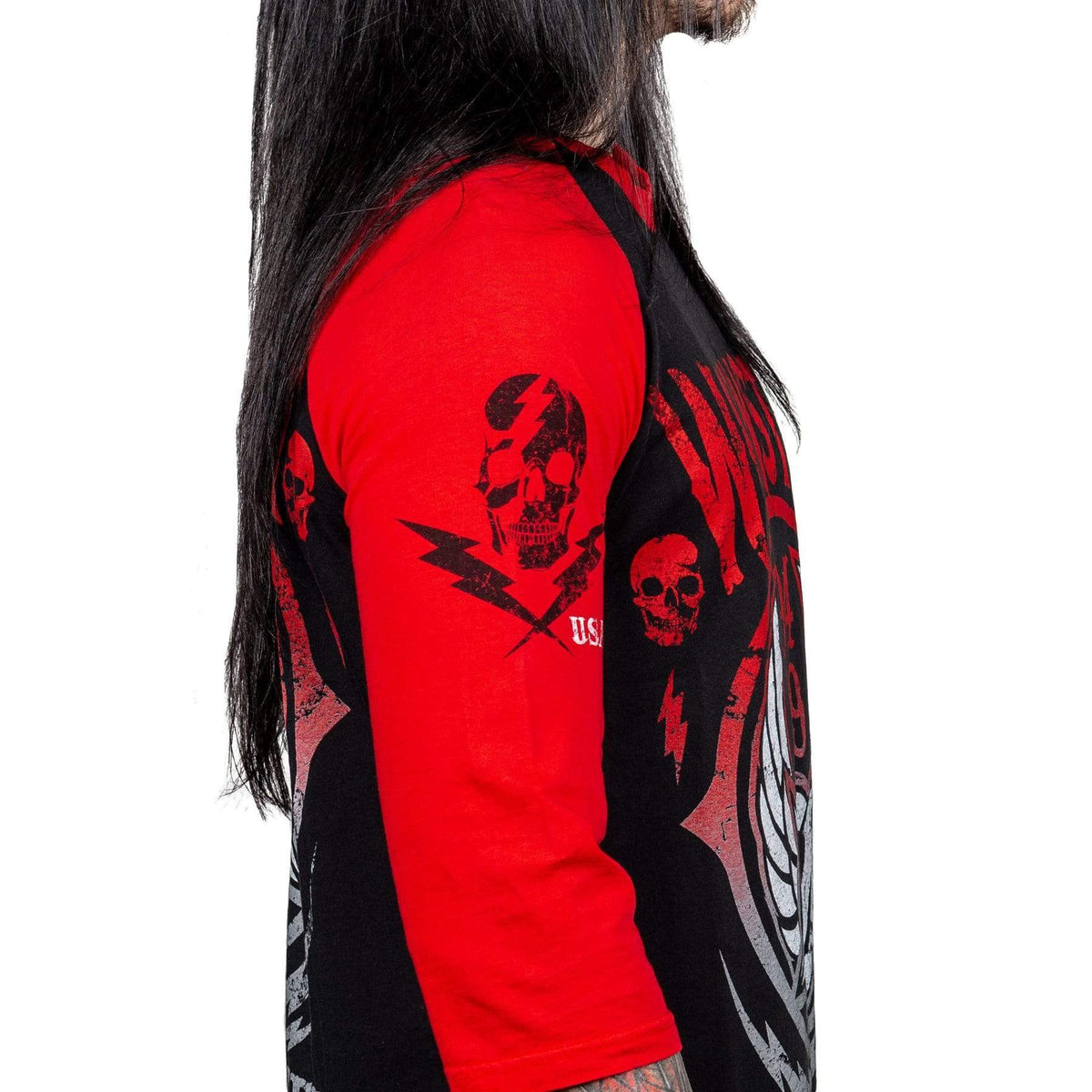 Wornstar Clothing Mens Tee. Live Life Loud Raglan T-Shirt - Red/Black
