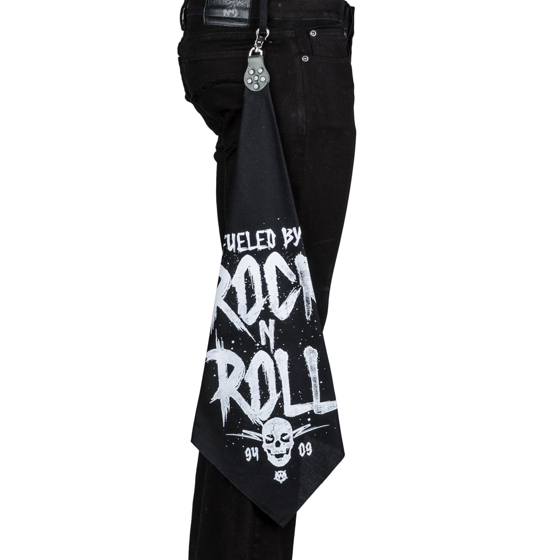 • Wornstar Custom Stage Wear Collection• Designed, made, and sold exclusively by Wornstar Clothing• Ready to ship• Custom, handmade and hand-printed• Wornstar Belt Flair™ • Rock N Roll Stage Accessory• Leather top • Attaches directly to your belt loop with a trigger clip• Swivel clip for movement• 
