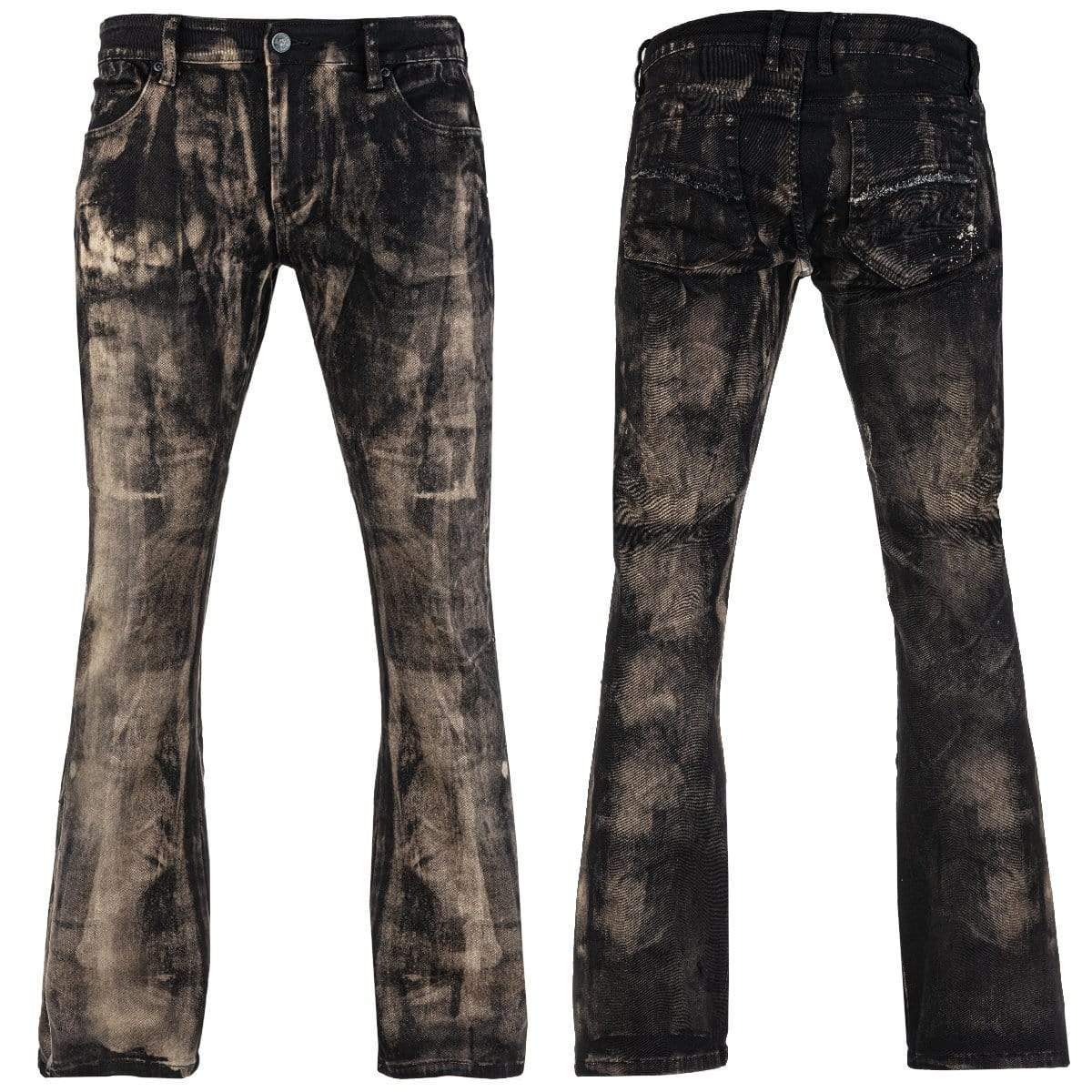 Wornstar Clothing mens custom pants. Handmade custom rock pants. Rocker style black stretch denim custom made stage pants.