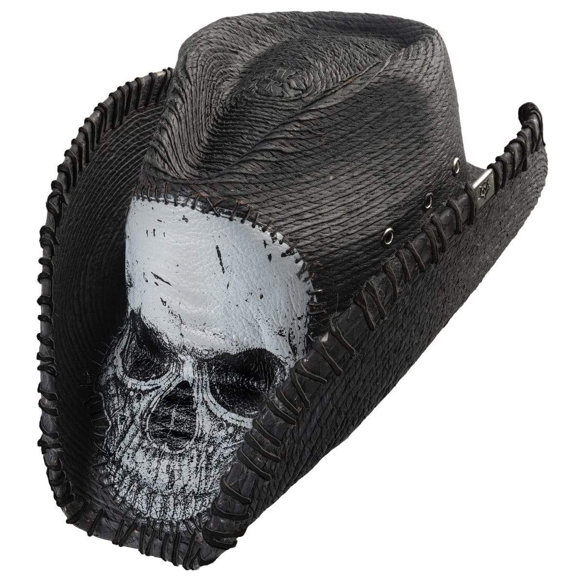 Custom Chop Shop Accessory Wornstar Custom Rocker Hat - Black Stitched Skull