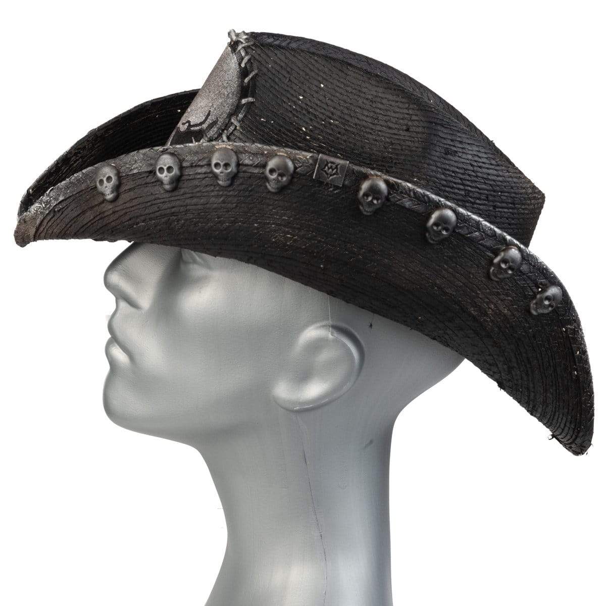 Wornstar Custom Rocker Cowboy Hat - Handstitched Skull