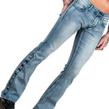 Wornstar Clothing Mens Jeans Hellraiser Denim Pants With Side Buttons - Classic Blue