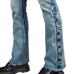 Wornstar Clothing Mens Jeans Hellraiser Denim Pants With Side Buttons - Classic Blue