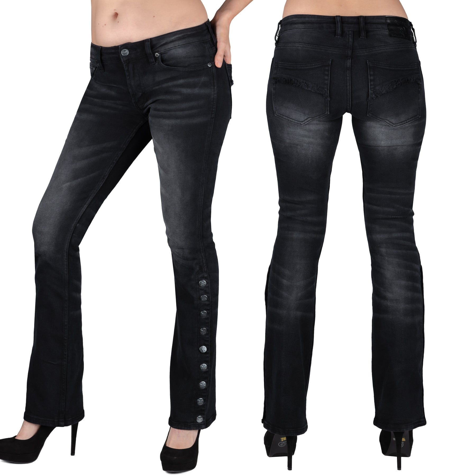 Wornstar Clothing Hellraiser Side Button Mens Jeans - Black