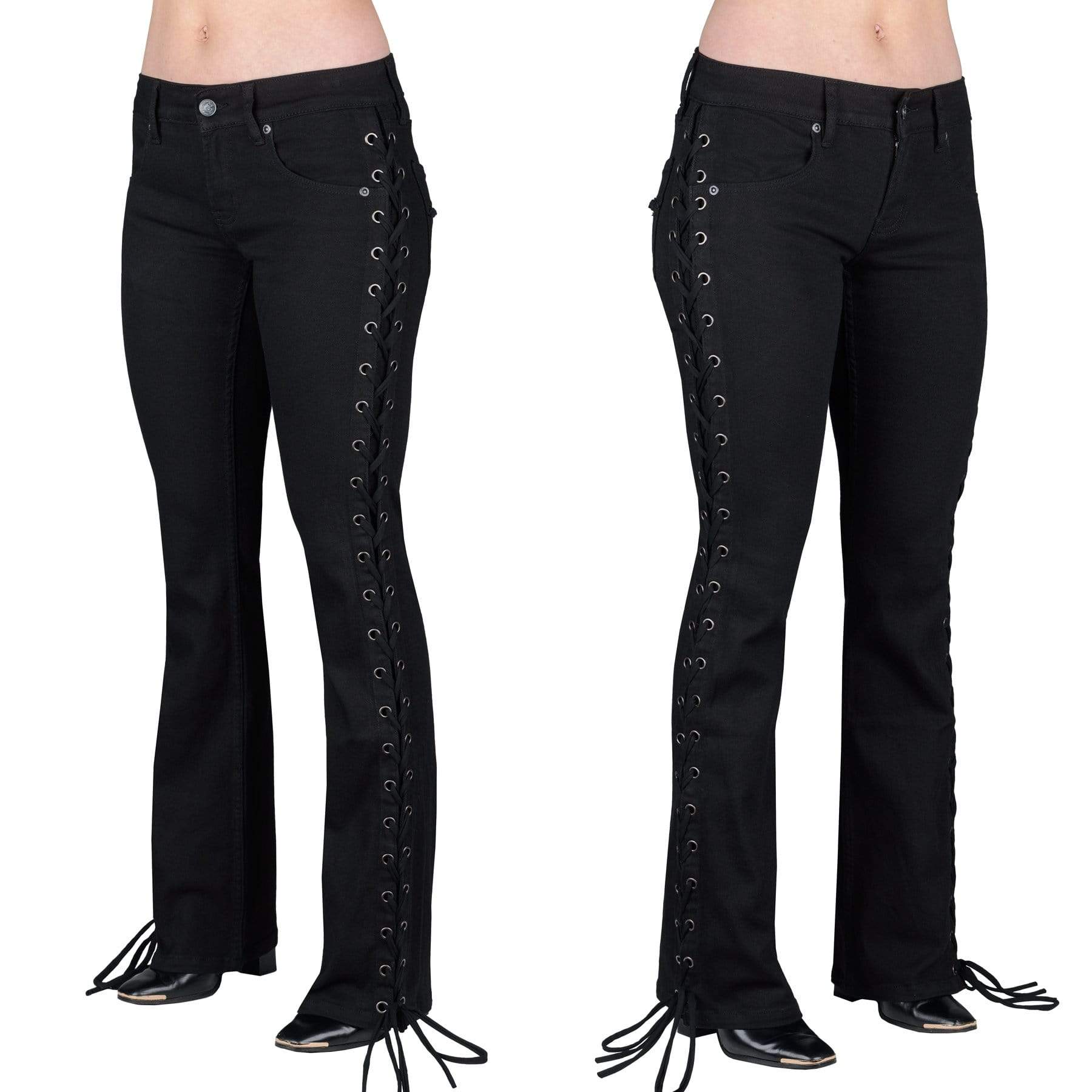 Wornstar Clothing Pants Hellraiser Side Laced Unisex Jeans - Black