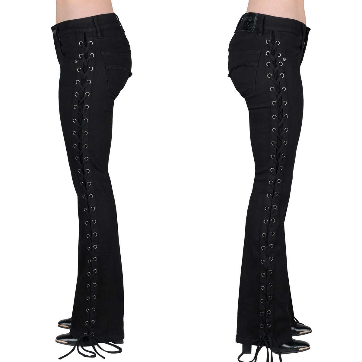 Wornstar Clothing Pants Hellraiser Side Laced Unisex Jeans - Black