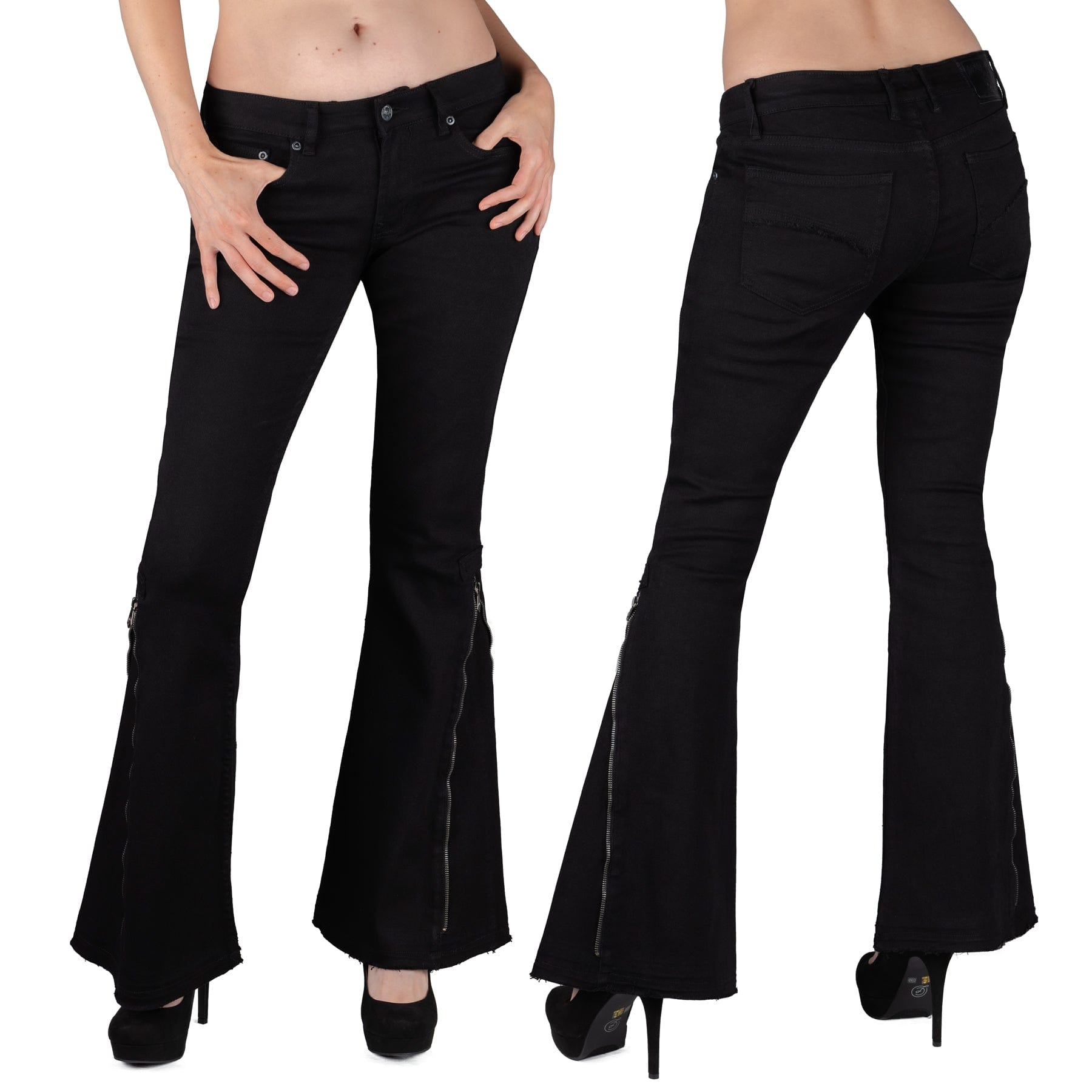 Wornstar Clothing Hellraiser Side Zipper Unisex Jeans - Black